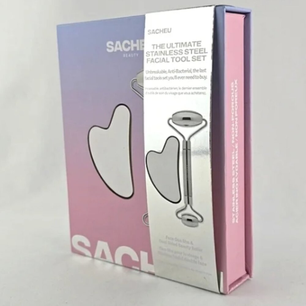 Sacheu Stainless Steel Face Roller and Gua Sha Bundle - - Picture 5 of 6
